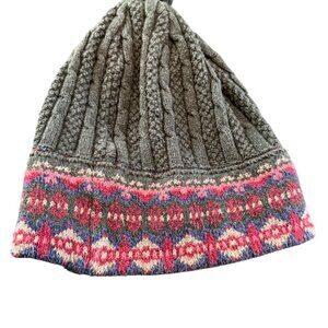 Northern Treasures Cable Knit Winter Beanie Fair Isle Border  Made In Canada